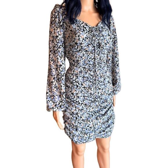 NWT FORE Floral Ruched Mini Dress - Picture 5 of 8